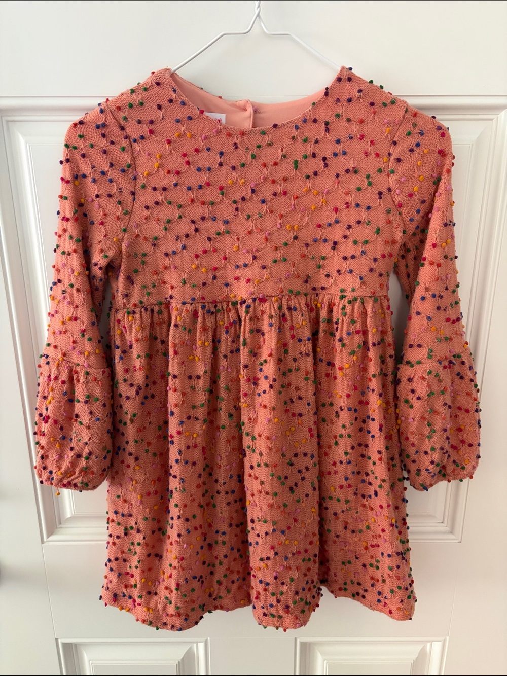 Bonnie Jean Pink Textured Dot Long-Sleeve Dress